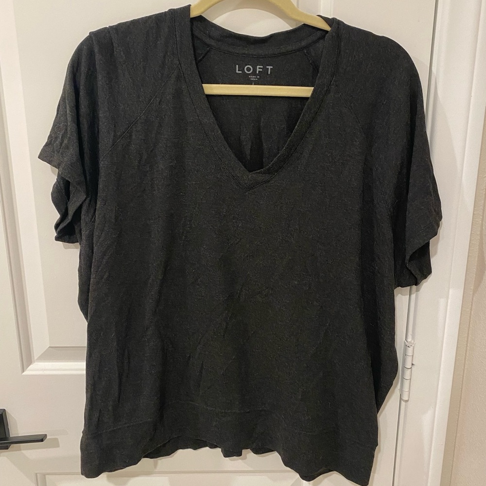 Loft charcoal gray v-neck shirt